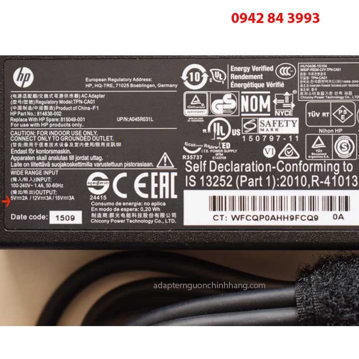 Sạc laptop HP 5v 2a 12v 3a 15v 3a 45W chân USBC