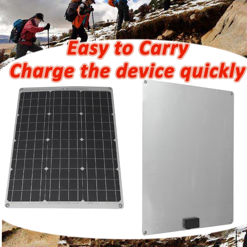 70W 12V Solar Panel Dual 5V USB Effective Batt ery for RV Car Boat Outdoor