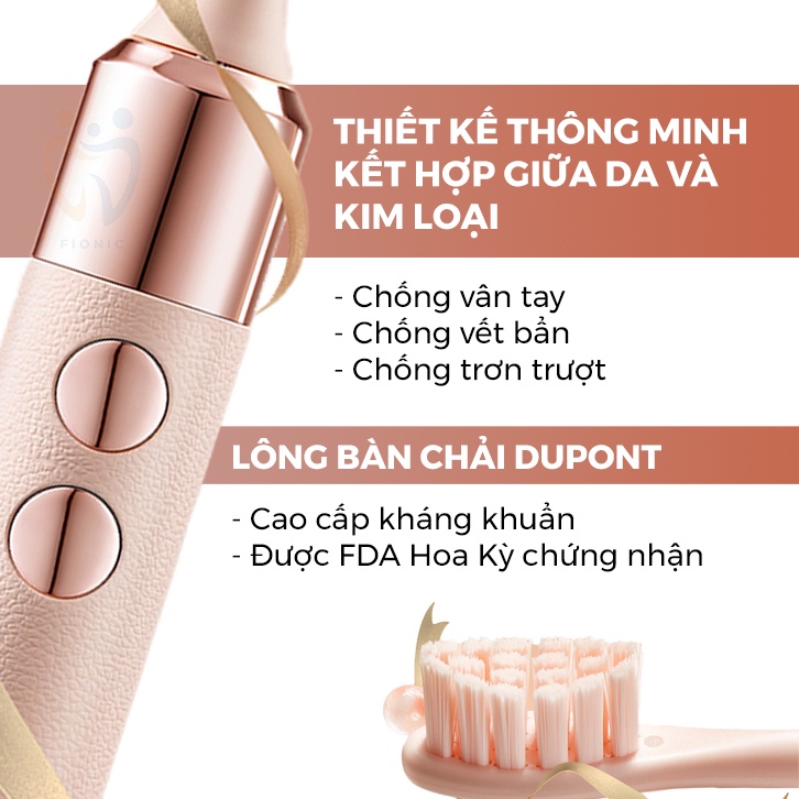 Bàn Chải Đánh Răng Lông Mềm Điện Máy Tự Động Sonic FIONIC ET01 Cho Răng E Buốt Nhạy Cảm