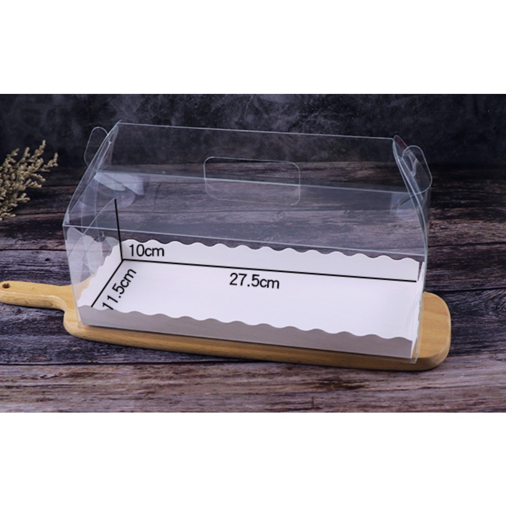 5 cái hộp mica trong suốt dài hình chữ nhật dài có quai xách mica đựng bánh cuộn
