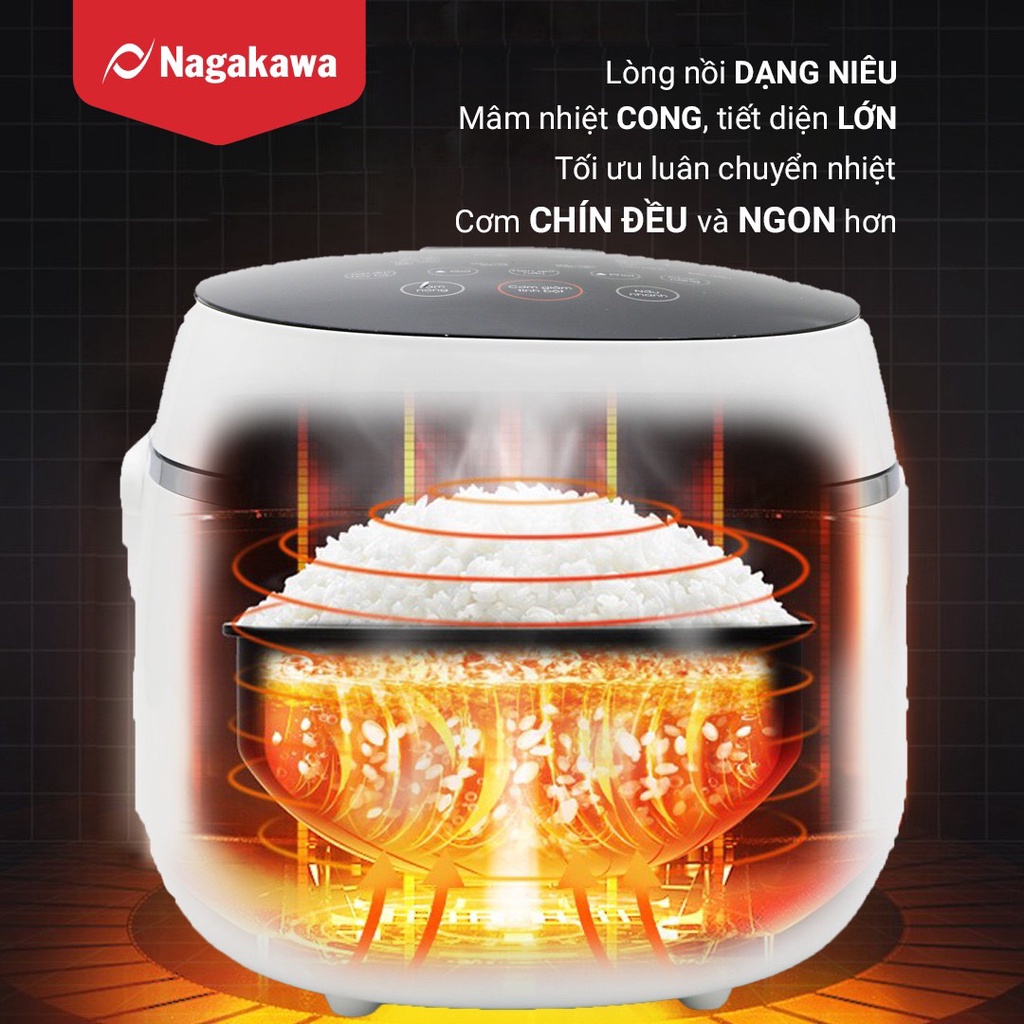 Nồi Cơm Điện Tách Đường 1.2L Nagakawa NAG0136 Cho Người Giảm Cân, Tiểu Đường Bảo Hành 24 Tháng