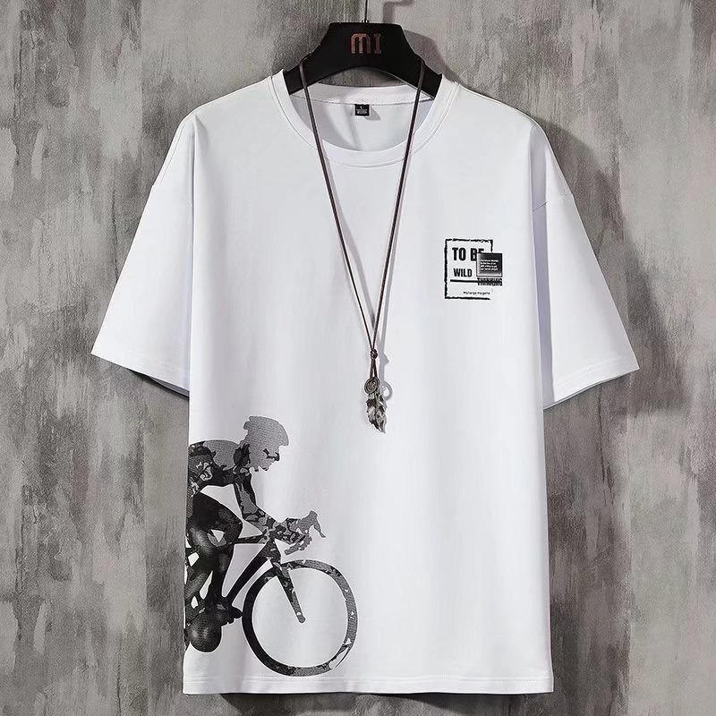 Set Bộ quần áo thể thao nam mẫu mới in hình chạy xe đạp trẻ trung chất thun mè co dãn thấm hút tốt