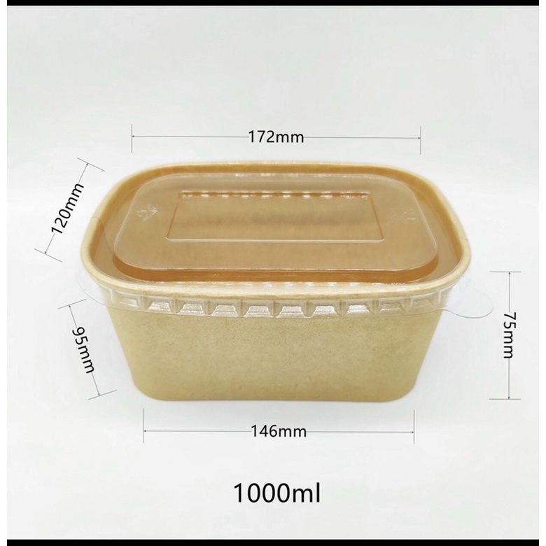 50 cái Hộp giấy chư nhật  bento kèm nắp 750ml, 1000ml