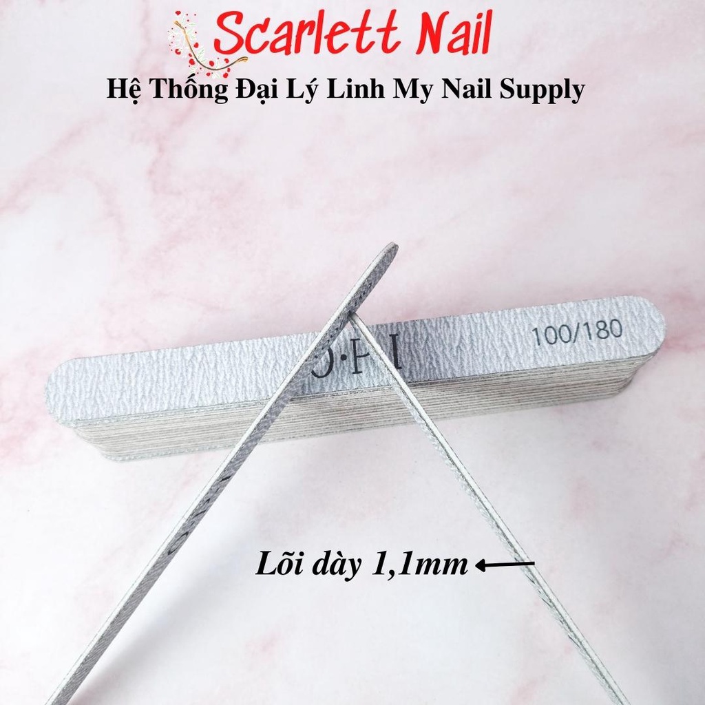 Dũa Móng Tay OPI - Loại Mỏng Xám Lõi Nhựa Cứng Cáp Độ Nhám 100/180