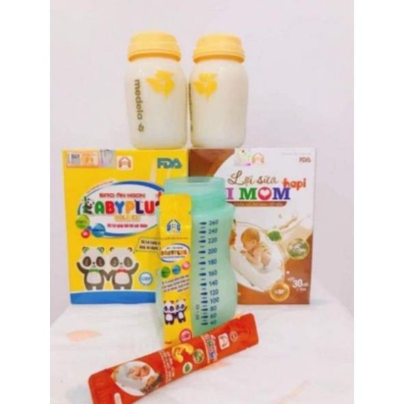 Combo 1 hộp Siro Baby plus và 1 hộp Lợi sữa Hi mom
