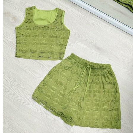 Sét bộ áo 3 lỗ quần đùi dập ren nổi hàng QC cao cấp