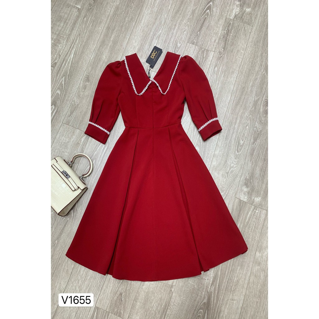 Váy xòe đỏ tay lỡ V1655 - ĐẸP SHOP DVC ( Ảnh mẫu và ảnh trải sàn do shop tự chụp ) | BigBuy360 - bigbuy360.vn