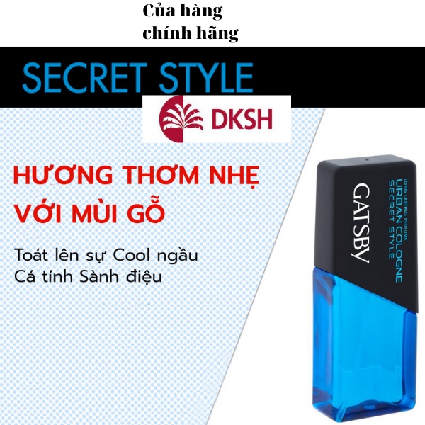 Nước hoa nam chính hãng khô mini thơm lâu Gatsby Urban Cologne Secret Style 60ML hương gỗ bỏ túi lưu hương lâu