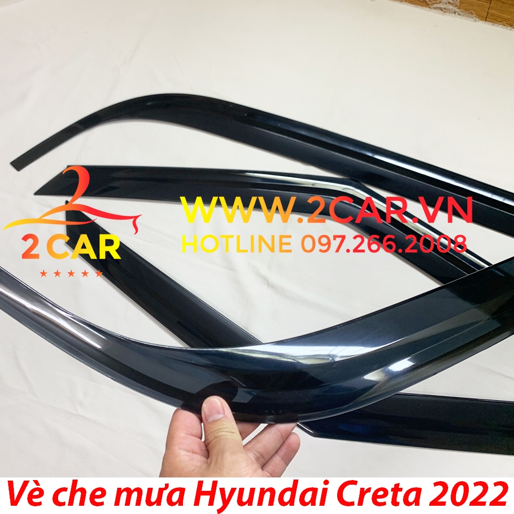 Vè che mưa xe Hyundai Creta 2022 2023 nhựa đen cao cấp, viền chắn mưa Creta 2022