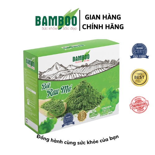 Bột rau má BAMBOO nguyên chất, siêu mịn hỗ trợ giảm cân, làm đẹp da hộp 60g/ 20 gói