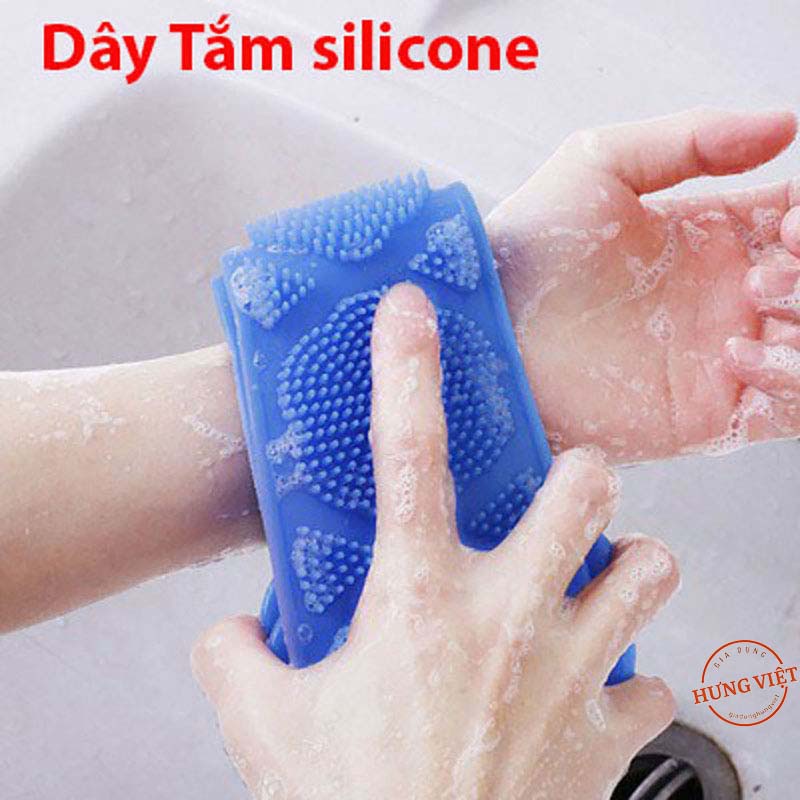 Dây Tắm, Cọ Tắm, Đai tắm Chà Lưng có gai bằng gel silicon mềm 2 mặt, Massage, thư giãn hiệu quả, bền, dẻo, chắc chắn