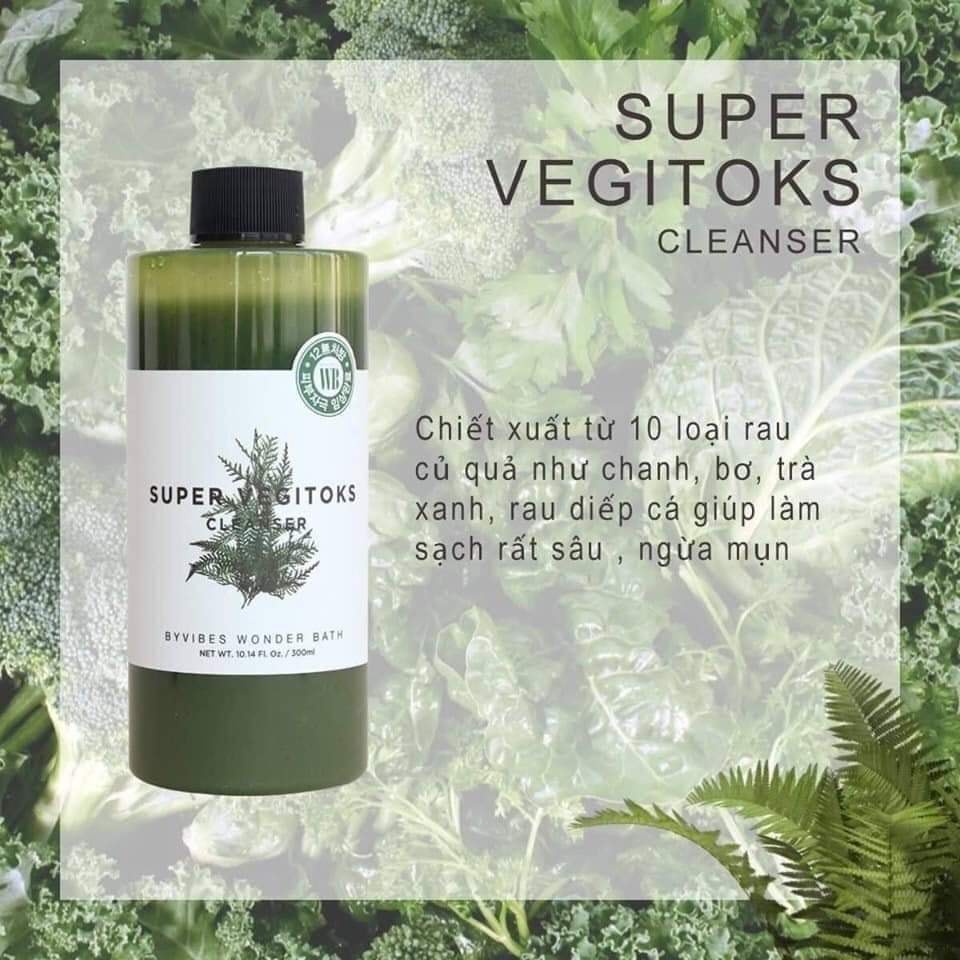 Sữa Rửa Mặt Thải Độc Rau Củ Wonder Bath Super Vegitoks Cleanser (300ml)
