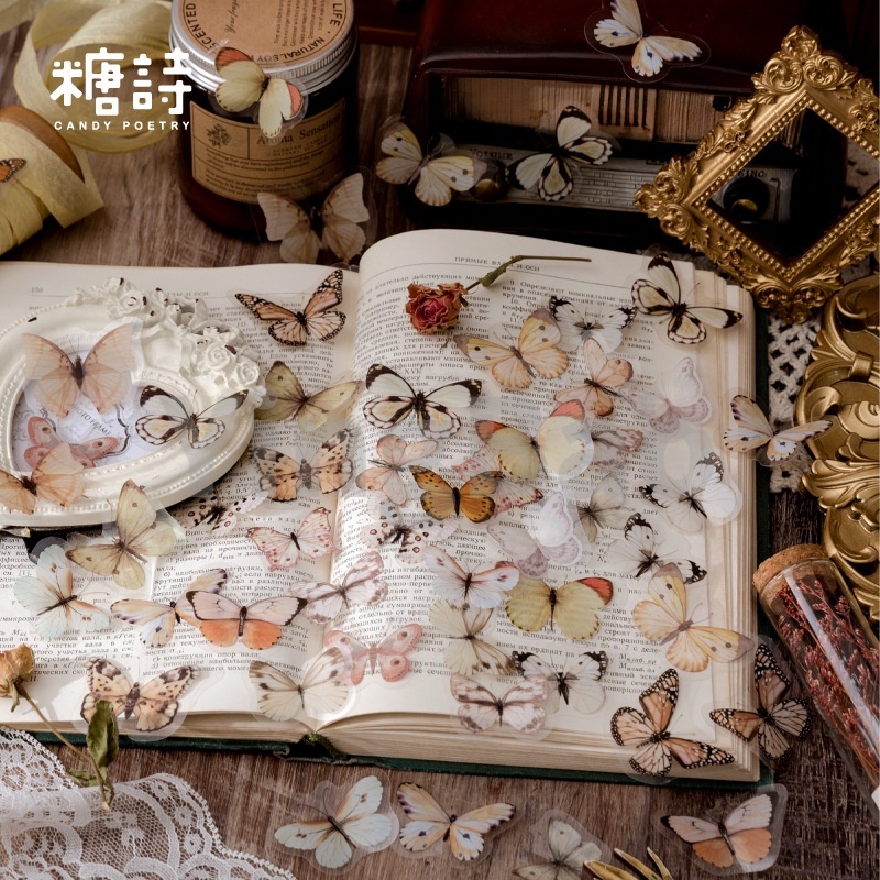 40 Miếng Dán Hình Bướm Cổ Điển