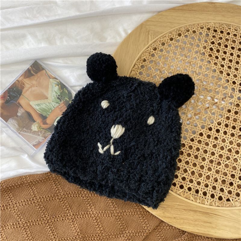 MŨ LEN THÊU MẶT GẤU ĐÁNG YÊU MẪU MỚI