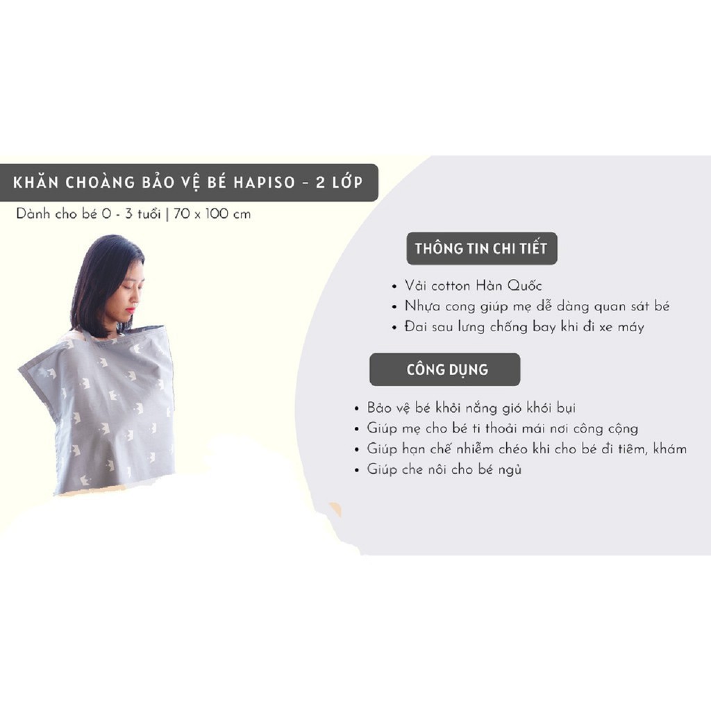 Khăn choàng, áo choàng che cho con bú nơi công cộng loại 2 lớp cotton cao cấp 65x96cm Châu Shop