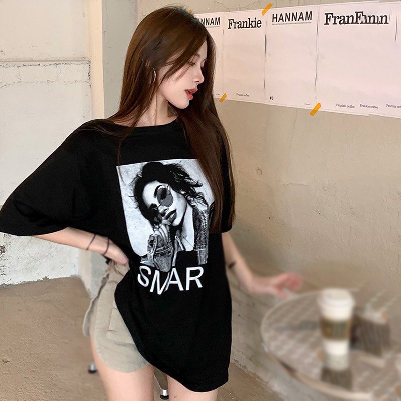 Áo Thun Tay Ngắn Dáng Rộng Phong Cách Hàn Quốc Cho Nữ