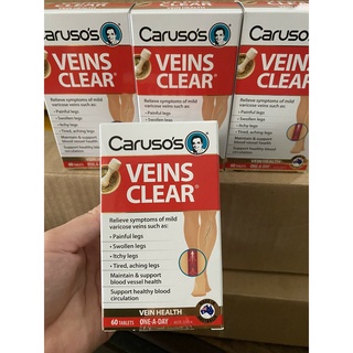 (Xả Lỗ, date T12/2024) Viên uống suy giãn tĩnh mạch Carusos Veins Clear Úc, 60 viên ( Viên Uống)