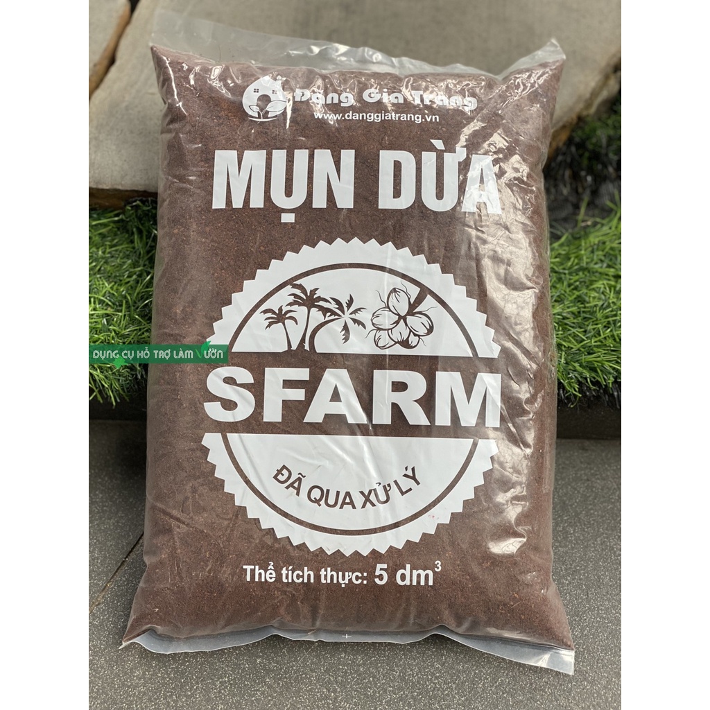 Mụn dừa Sfarm 5dm3 đã qua xử lý chuyên làm giá thể trồng cây
