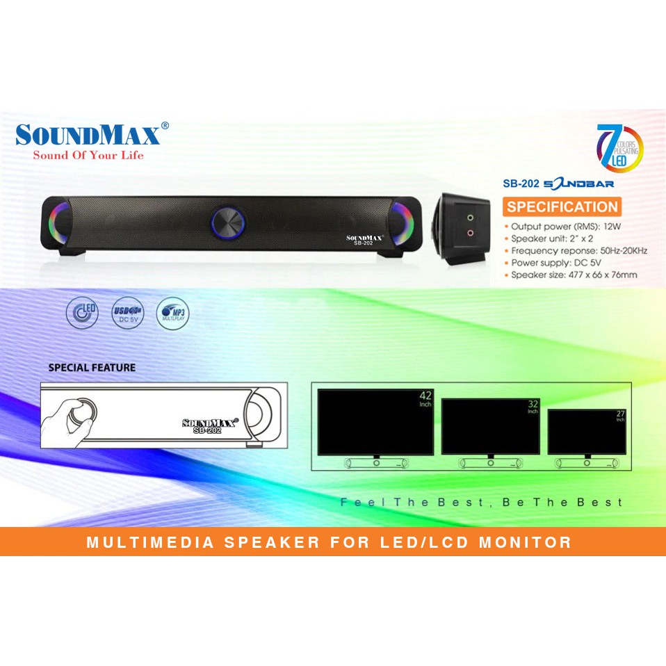 LOA SOUNDBAR  MINI SOUNDMAX SB-202 (BẢO HÀNH CHÍNH HÃNG 12 THÁNG)