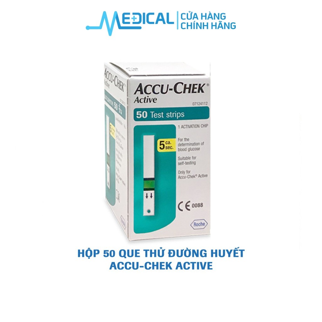 Que thử đường huyết Accu-Chek Active dùng cho máy đường Active chính hãng " HỘP 50 TEST "- MEDICAL