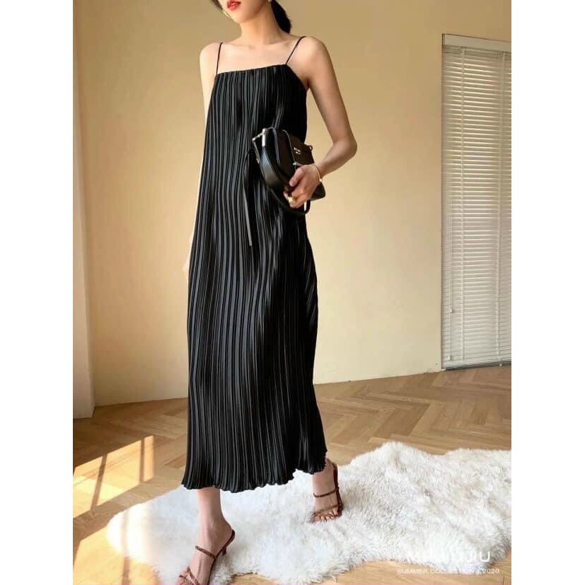 Đầm Maxi 2 Dây ❤️FREESHIP❤️ Dáng Suông Dài Dập Ly