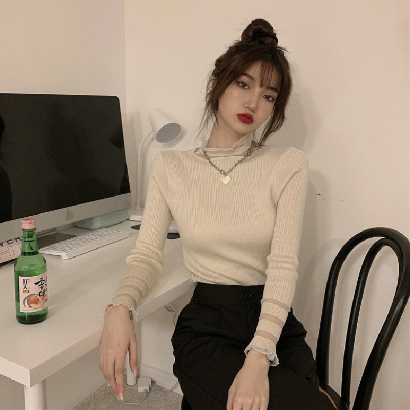 Áo Sweater Cổ Lọ Màu Đen Phong Cách Hàn Quốc Thời Trang Mùa Đông 2022