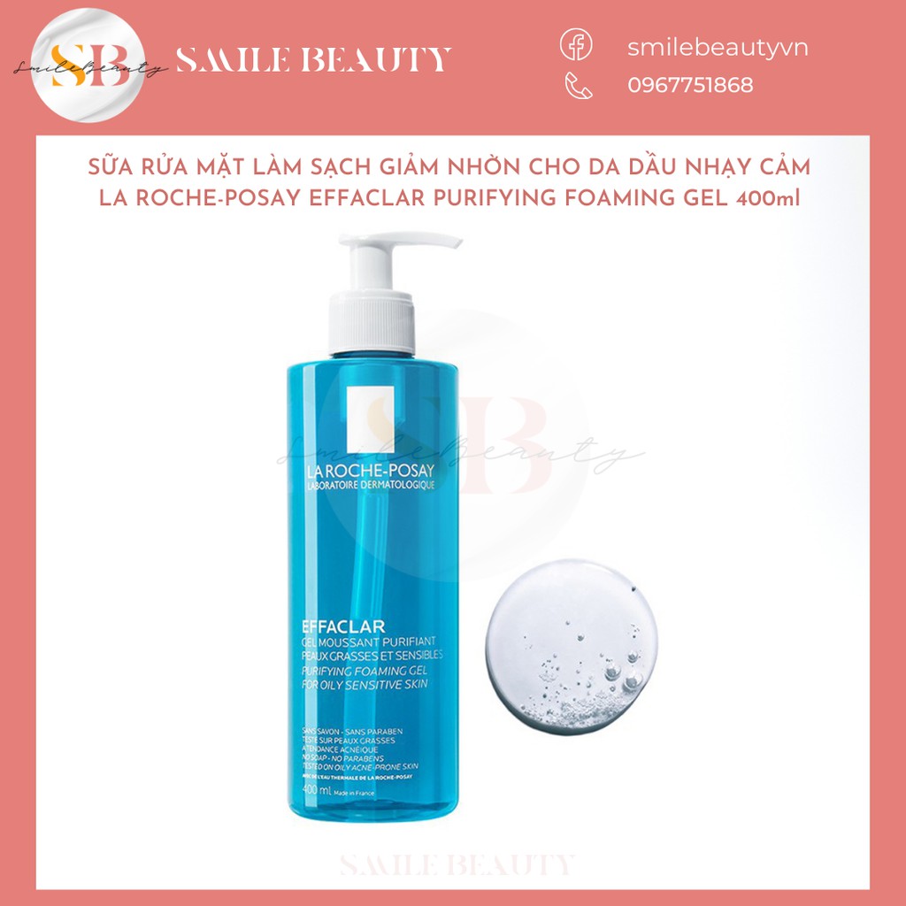 Sữa Rửa Mặt La Roche Dạng Gel Dành Cho Da Dầu Nhạy Cảm Giúp Làm Sạch Bã Nhờn 400ML