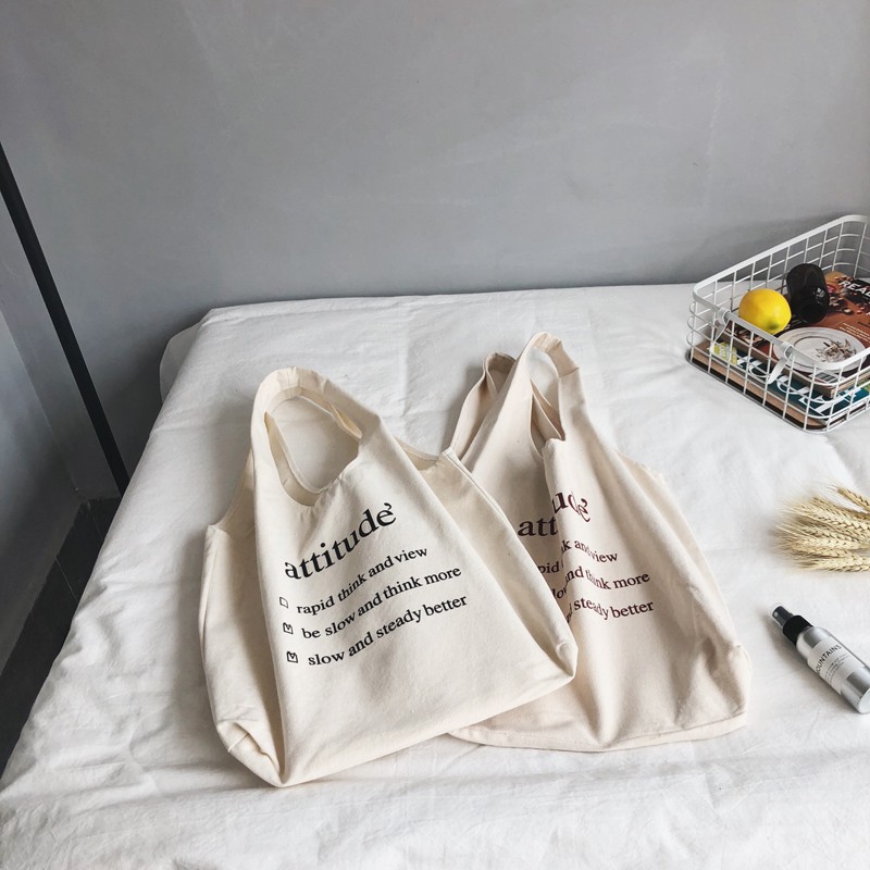 Túi Tote Attitude Canvas Đeo Vai ( ảnh thật tự tay chụp )