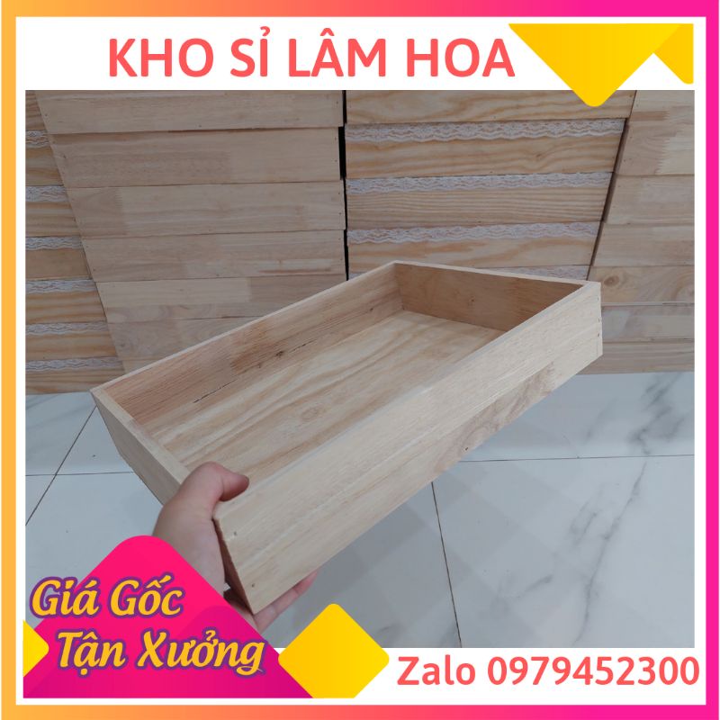 Khay gỗ chữ nhật đựng hoa quả, quà biếu, đồ trang trí
