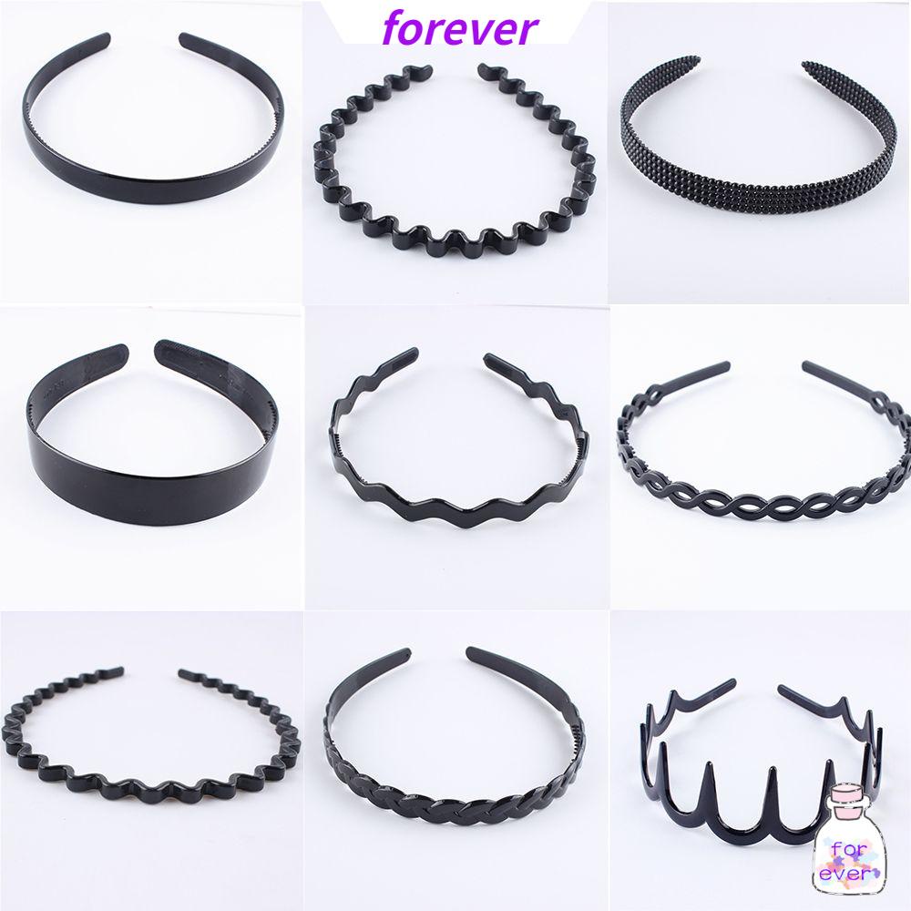 Băng đô cài tóc gợn sóng màu đen chống trơn trượt thiết kế đơn giản thời trang cho nam và nữ