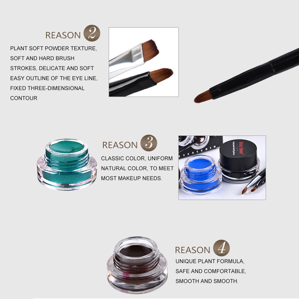 Set Gel Kẻ Mắt 2 Trong 1 Nhanh Khô Mịn Màng Chống Thấm Nước Lâu Trôi Kèm Cọ Music Flower