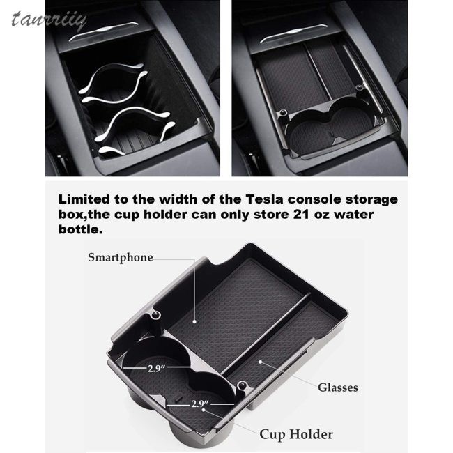 【Ready Stock】 universal center console plastic storage box box organizer storage Center Console Storage Rack Plastic Armrest Storage Box With Cup Holder For Tesla Model S/X