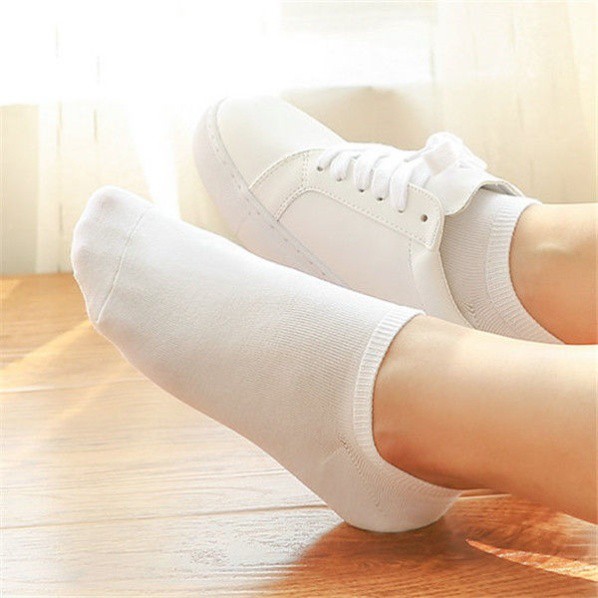 Vớ cotton cổ ngắn màu trơn phong cách Hàn Quốc