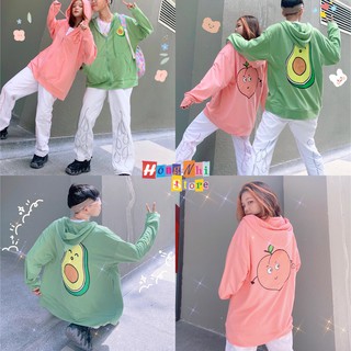 Áo Khoác Hoodie Zip In Hình Trái Bơ Oversize Ulzzang Unisex Dáng Rộng - MM