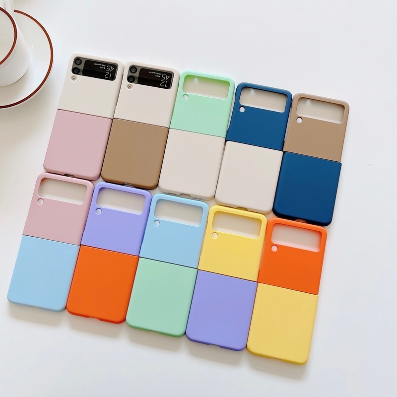Ốp điện thoại nhựa cứng PC gập lại chống sốc màu trơn thời trang dành cho Samsung Galaxy Z Flip 3 5G Z Flip 3