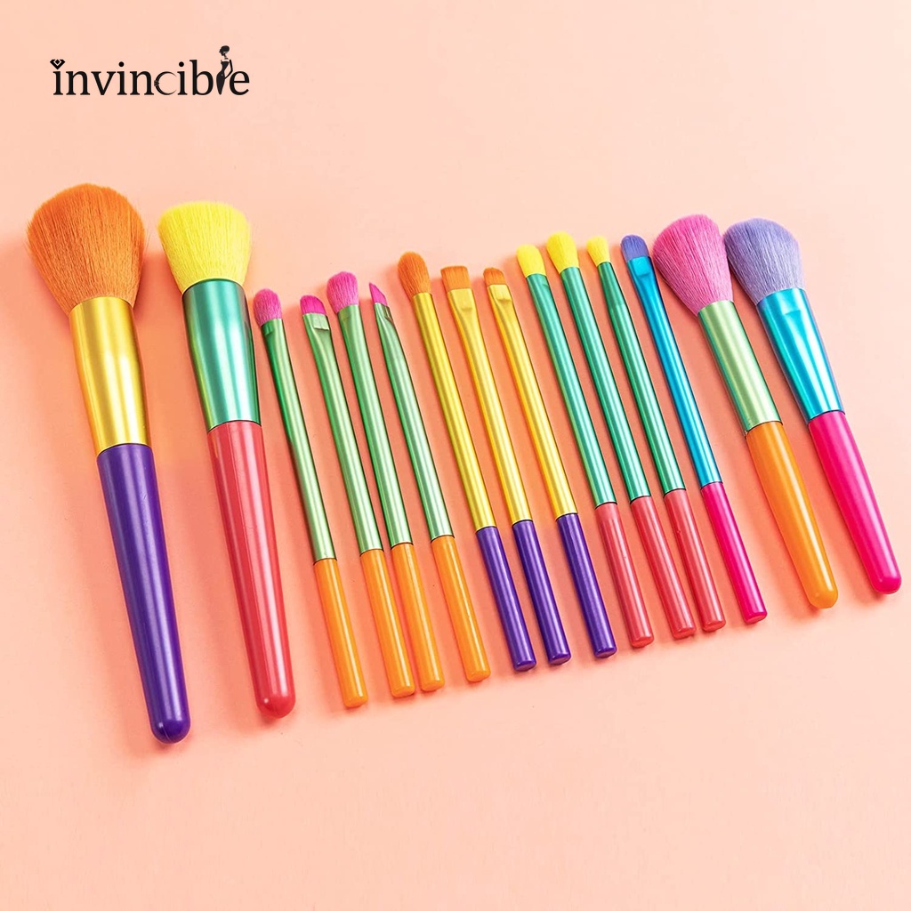 [Hàng mới về] Set 15 cọ trang điểm đa năng cao cấp với màu cầu vồng bắt mắt