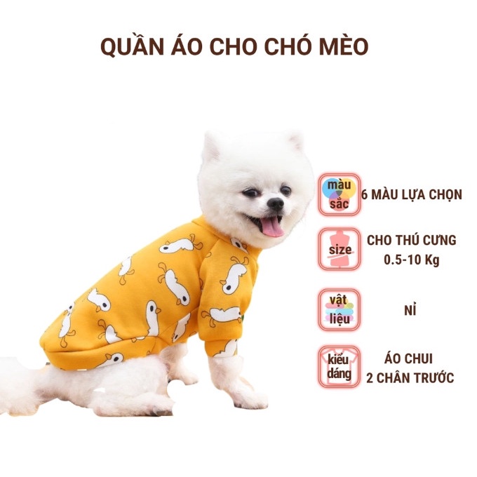 Áo Nỉ Họa Tiết Dễ Thương Siêu Đẹp Cho Chó Mèo Chất Mềm Mịn - Quần Áo Chó Mèo