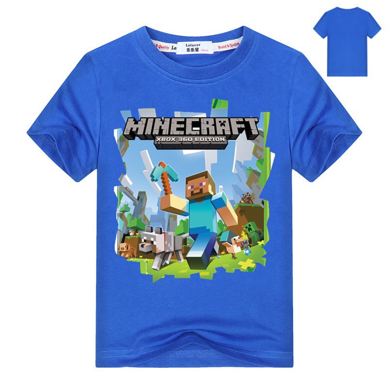 Áo thun cotton in hình Minecraft thời trang