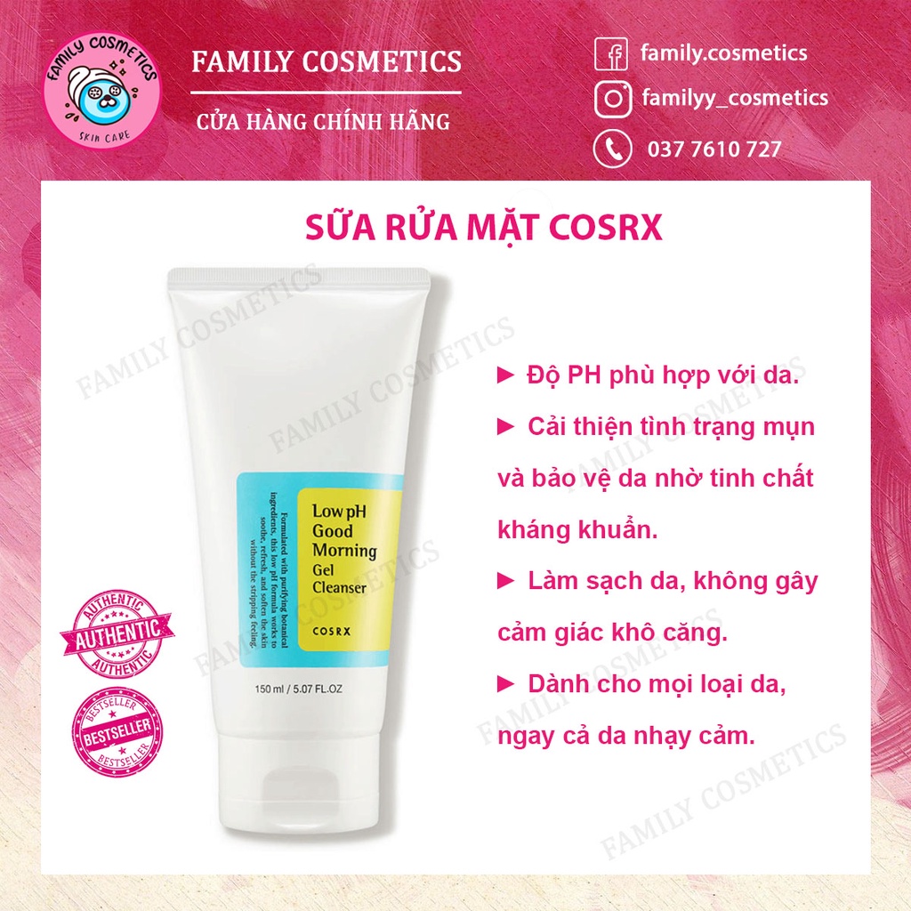 Sữa Rửa Mặt Cosrx Low pH Good Morning Gel Cleanser 150ml