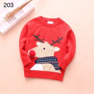 Áo len tuần lộc mũi đỏ siêu cute cho bé 2-7 tuổi