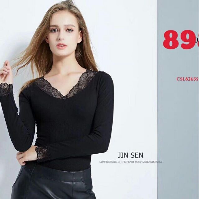 Áo cổ tim tay dài phối hợp với ren ở cổ và tay cực đẹp cực xinh và cực kỳ hấp dẫn và sang chảnh với các bạn sành điệu ạ