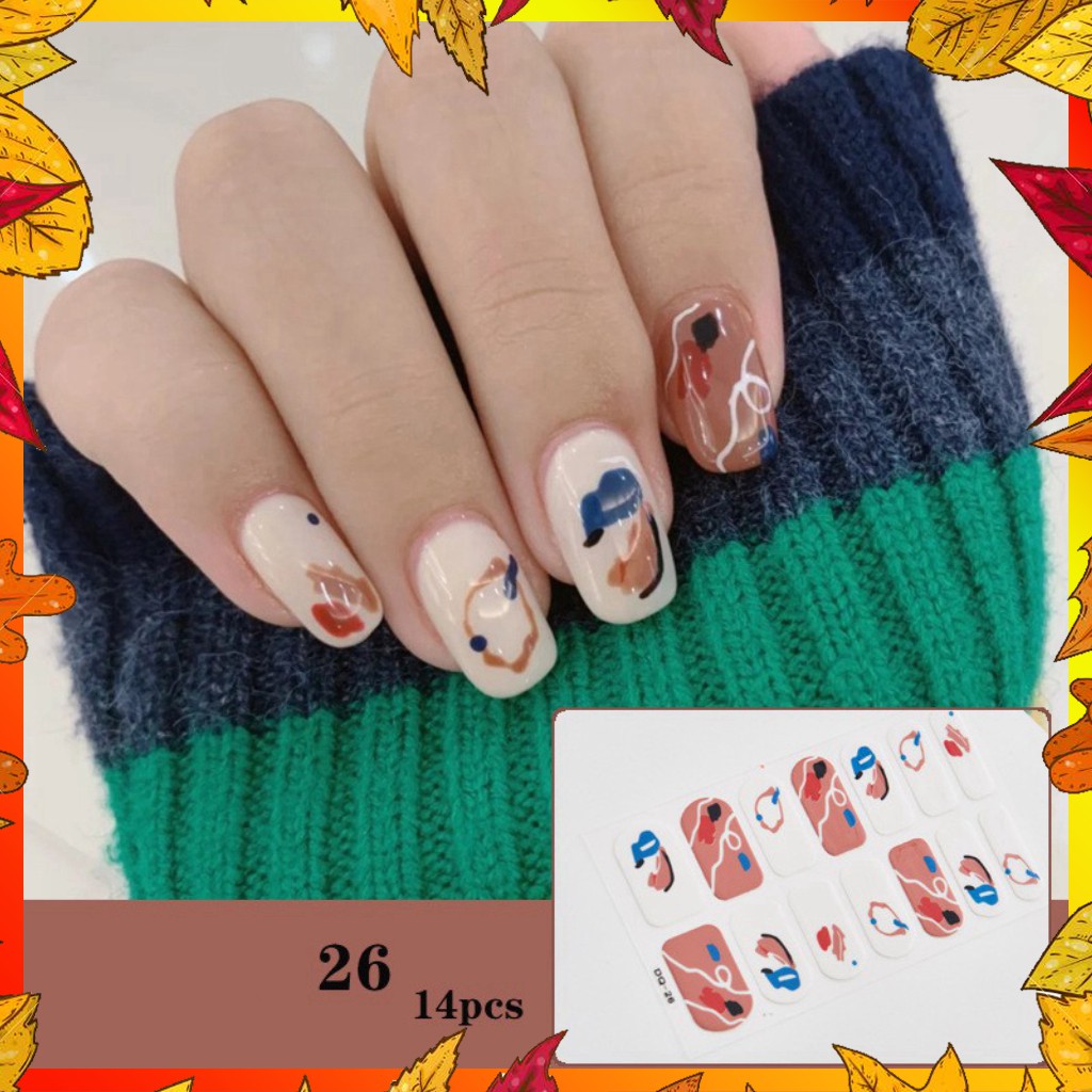 Dán móng tay moji, dán móng tay nail sticker gồm 14 móng, không thấm nước, có độ đàn hồi tốt