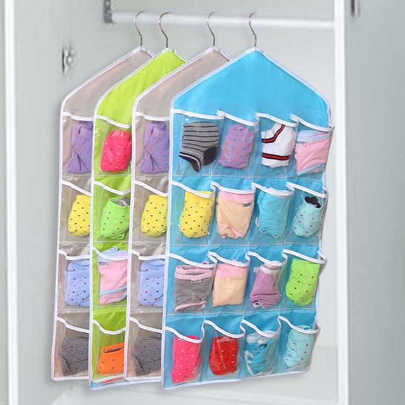 1 Túi Đựng Đồ Lót 16 Ngăn Trong Suốt Chống Bụi Và Nước Có Thể Gấp Gọn Tiện Dụng