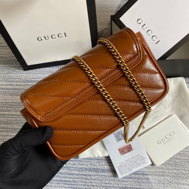 Túi đeo chéo nữ Gucci Marmont GC da thật cao cấp phiên bản màu nâu mới hàng vip 1-1
