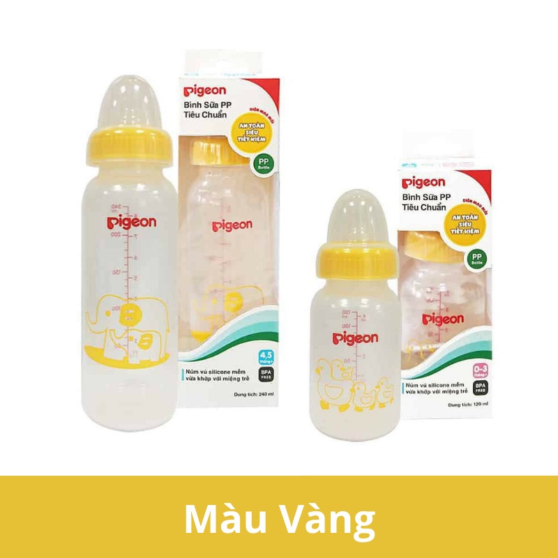 Bình Sữa Pigeon Nhựa PP Cổ Chuẩn (Cổ Hẹp) Loại 120ml &amp; 240ml