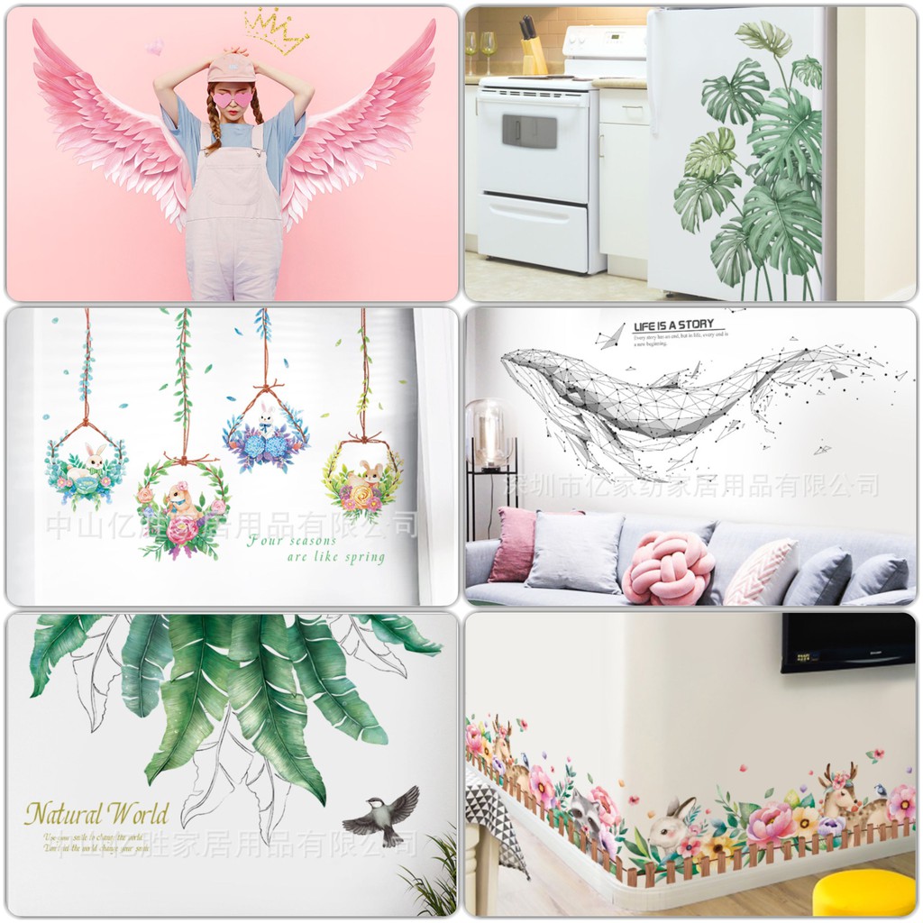 link 2 tranh dán decor nhà cửa, quán cafe, background chụp ảnh hình hoa lá. decal dán trang trí tường, tủ lạnh, tủ đồ
