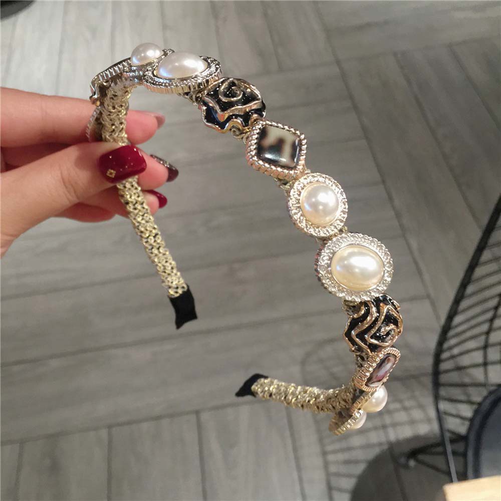 Băng đô cài tóc cổ điển hình hoa hồng đính ngọc trai sang trong phong cách Hàn Quốc dành cho nữ