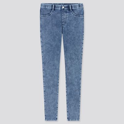 Quần UNQL chất jean thun wash màu loang dáng skinny lưng bảng thun to có 2 túi sau