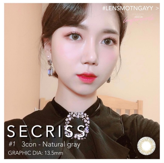 Kính áp tròng 1 ngày SECRISS NATURAL GRAY của Olens (Korea)