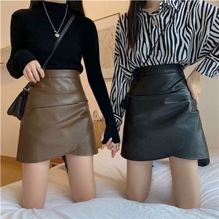 Chân váy da PU dáng chữ A xếp ly thời trang Hàn Quốc D130 dành cho nữ
